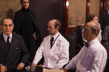 Barcelona, İspanya - 11 Ocak 2018: balmumu Müzesi rakamlar sokak Las Ramblas Barselona. 