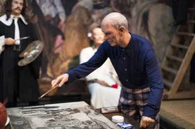 Barcelona, İspanya - 11 Ocak 2018: balmumu Müzesi rakamlar sokak Las Ramblas Barselona. 