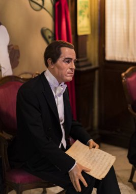 Barcelona, İspanya - 11 Ocak 2018: balmumu Müzesi rakamlar sokak Las Ramblas Barselona. 