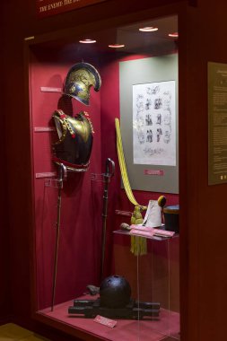 Budapeşte, Macaristan - 22 Ağustos 2017: tarihsel sergiler ve savaş konulu kompozisyonlar Macar ordusunun askeri Tarih Müzesi. 