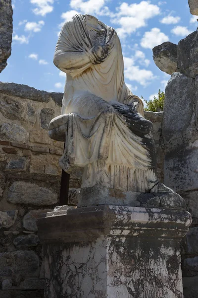 Las Ruinas Antigua Ciudad Antigua Éfeso Edificio Biblioteca Celso Los — Foto de Stock