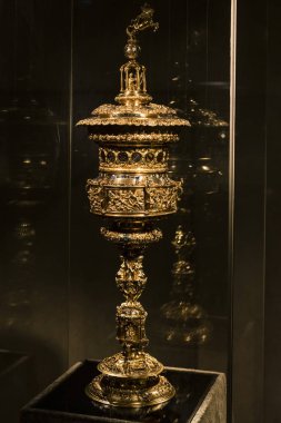 MÜZİK, Almanya - 27 Kasım 2018: Bavyera krallarının Münih 'teki Bavyera krallığının konutundaki hazineleri ve eserleri. 