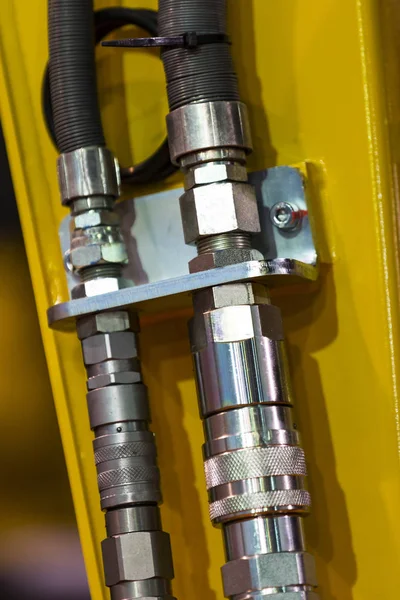 Meccanismo Idraulico Cromato Close Shot Ferro Stiro — Foto Stock