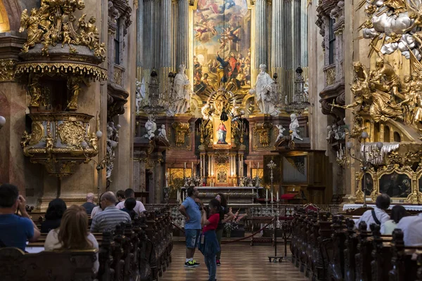 Vienna Áustria Agosto 2017 Interior Igreja São Pedro Paroquial Católico — Fotografia de Stock