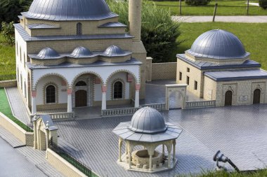 İstanbul, Türkiye - 9 Ekim 2015: İstanbul, Türkiye 'de Antik Dünya Mimarisi Minyatürünün minyatür kopyaları.