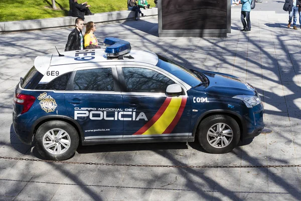 Madrid España Marzo 2018 Policía Las Calles Ciudad Vigilando Orden —  Fotos de Stock