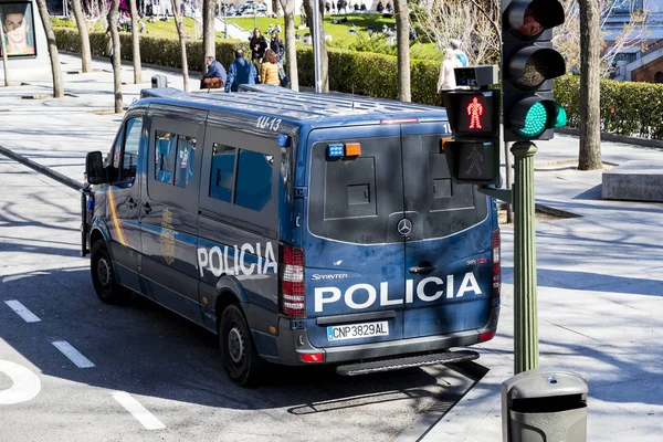 Madrid España Marzo 2018 Policía Las Calles Ciudad Vigilando Orden —  Fotos de Stock