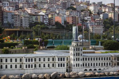 İstanbul, Türkiye - 9 Ekim 2015: İstanbul, Türkiye 'de Antik Dünya Mimarisi Minyatürünün minyatür kopyaları.
