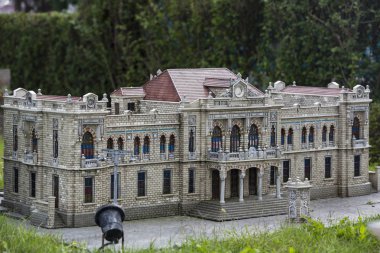 İstanbul, Türkiye - 9 Ekim 2015: İstanbul, Türkiye 'de Antik Dünya Mimarisi Minyatürünün minyatür kopyaları.