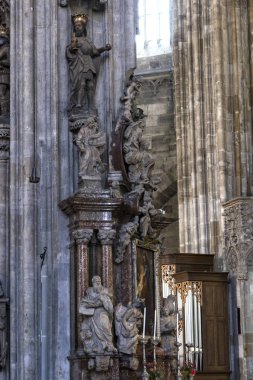 23 Ağustos 2017, Viyana, Avusturya: mimari unsurları vardır Avusturya Viyana'da St Stephen Kilisesi. 