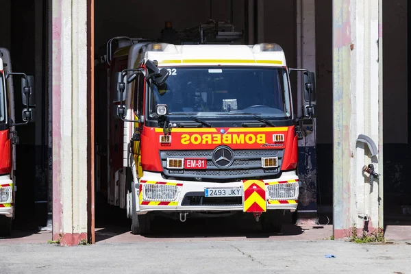 Madrid España Marzo 2018 Garaje Coches Equipos Del Departamento Bomberos — Foto de Stock