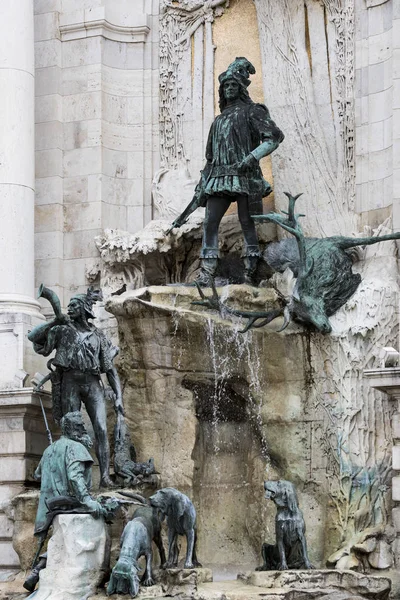 Elementi Della Fontana Caccia Mattia Palazzo Reale Budapest — Foto Stock