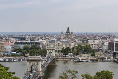Budapeşte, Macaristan. 23 Haziran 2017: Tuna Nehri kıyısında Budapeşte Panoraması 