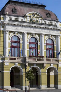 Budapeşte, Eger - 22 Ağustos 2017: Şehrin tarihi kısmının mimari öğeleri.