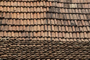 Texture of the old roof tiles ceramic background.