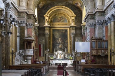 BUDAPEST, EGER - 22 AUGUST 2017: Elements of the interior of the interior of St. John's Basilica, Eger on Hungary 