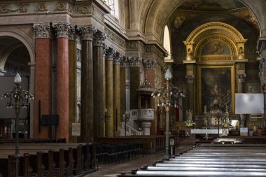 BUDAPEST, EGER - 22 AUGUST 2017: Elements of the interior of the interior of St. John's Basilica, Eger on Hungary 