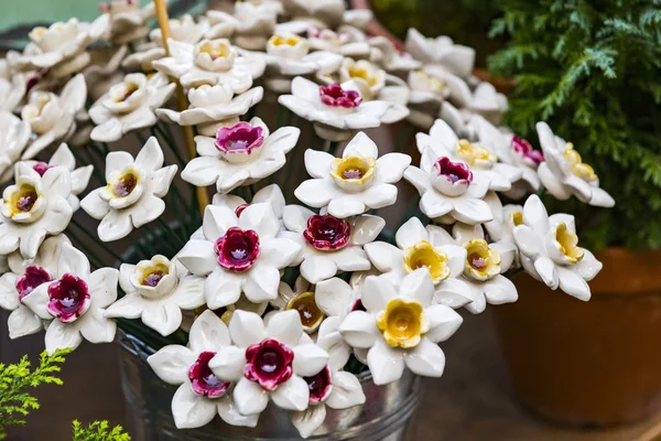 Tradiční Maďarské Keramické Květin Výzdobě Interiéru Zahrad Květináče — Stock fotografie
