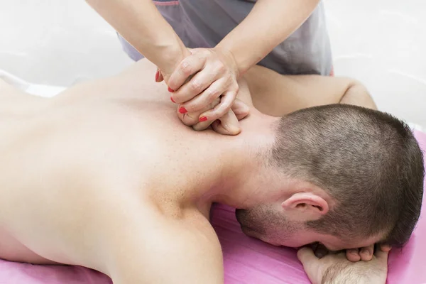 Procedure Sports Massage Athlete Done Woman Massage Parlor — Stock Photo, Image