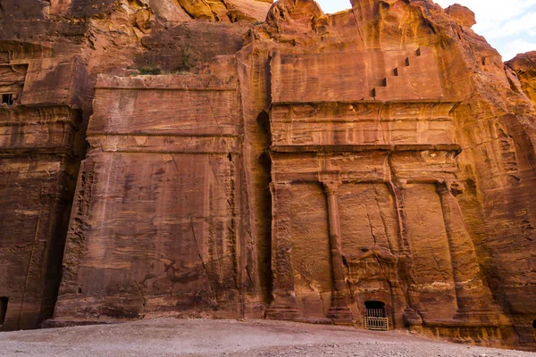 Antiga Cidade Rochosa Abandonada Petra Jordânia Atração Turística — Fotografia de Stock