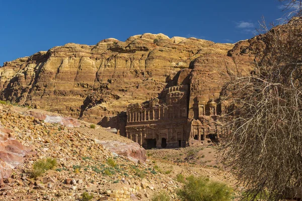 Antik Kaya Şehir Petra Dan Jordan Turistik Içinde Terk Edilmiş — Stok fotoğraf