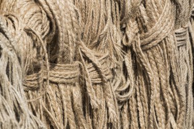 Wicker ropes for technicians shot closeup background.