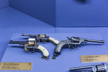 ISTANBUL, TURKEY - OCTOBER 14, 2015: The exposition is a collection of weapons from the medieval world presented by the Military Museum in Istanbul.