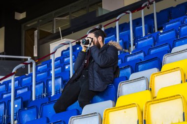  Barcelona, İspanya - 12 Ocak 2018: stadyum standları ve kapalı alanlarda, Camp Nou Barcelona İspanya İç 