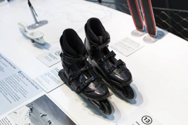 Münih, Almanya - 26 Kasım 2018: topluluğu tarihsel olarak bilinen ve Münih ulaşım Müzesi (Deutsches Museum Verkehrszentrum Araçlar)