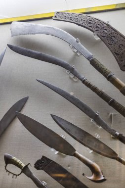 Madrid, İspanya - 28 Mart 2018:İspanya Donanması'nın Madrid tarihindeki Denizcilik Müzesi tarihi eser modellerini .