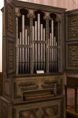 6 Haziran 2018, MILAN, ITALY: Milan 'ın müzik aletlerinin sergisi Sforza Kalesi Müzesi' nde sergilendi. 