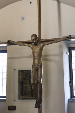 MILAN, İtalya - 6 Haziran 2018: Milano soylularının cephaneliği Sforza Kalesi Müzesi 'nde sergilenmektedir.. 