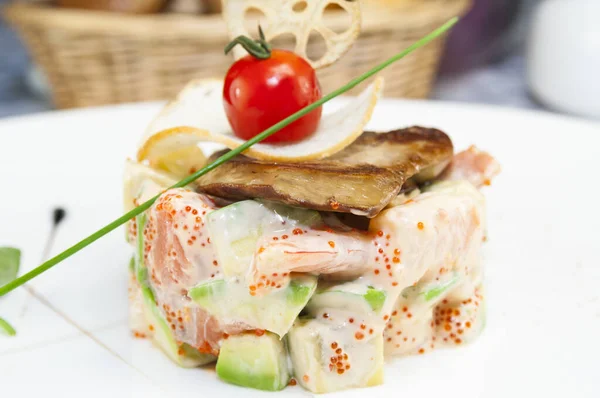 Krake Garnelen Tintenfisch Meeresfrüchtsalat Nahaufnahme Erschossen Restaurant — Stockfoto