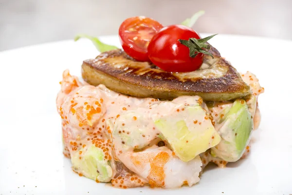 Octopus Shrimp Squid Seafood Salad Closeup Shot Restaurant — Stock Photo, Image