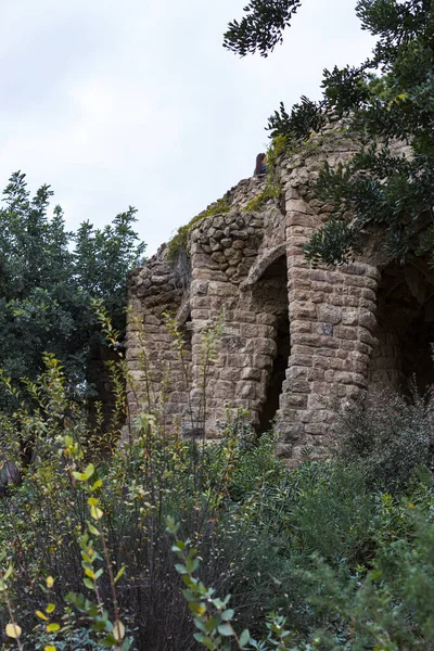 Barcelona Spanien Januar 2018 Mosaikfragmente Gaudis Mosaikarbeit Park Güell Winter — Stockfoto