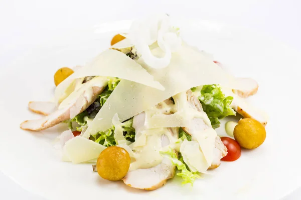 Salată Caldă Legume Carne Împușcat Aproape Masă Într Restaurant — Fotografie, imagine de stoc