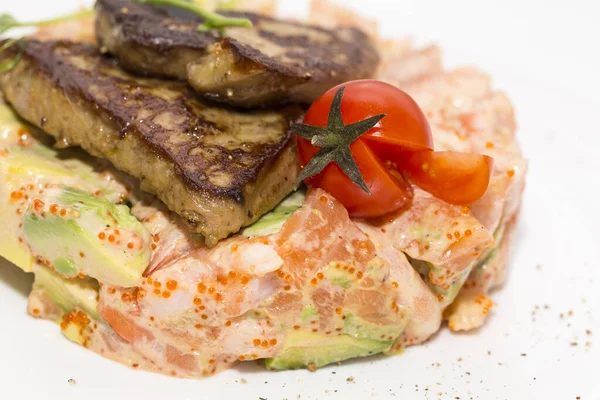 Krake Garnelen Tintenfisch Meeresfrüchtsalat Nahaufnahme Schuss Restaurant — Stockfoto