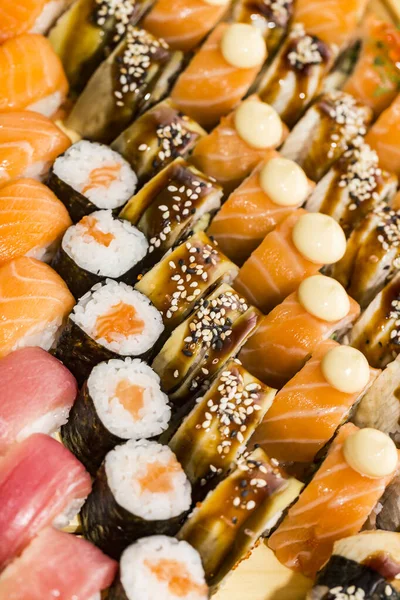 Fondo Sushi Primer Plano Restaurante Japonés — Foto de Stock