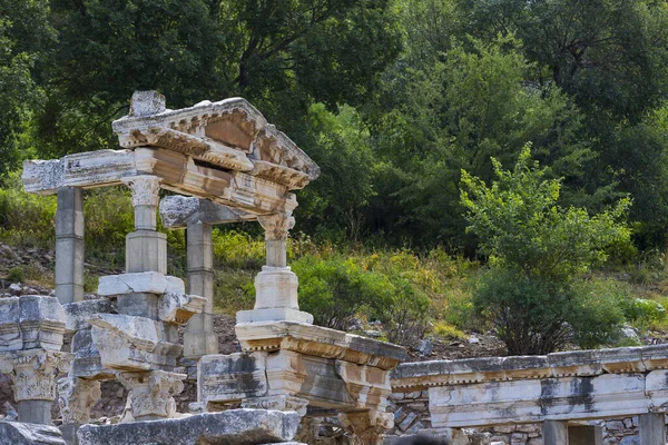 Руїни Стародавніх Антикварні Місто Ефес Будівлі Бібліотека Цельсія Амфітеатр Храмів — стокове фото