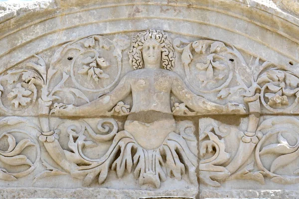 Las Ruinas Antigua Ciudad Antigua Éfeso Edificio Biblioteca Celso Los — Foto de Stock