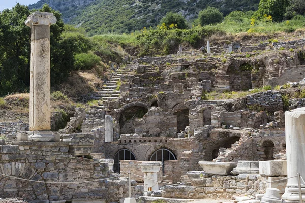 Rovine Dell Antica Città Efeso Edificio Biblioteca Celso Templi Colonne — Foto Stock