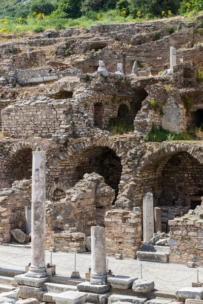 Ruinerna Gamla Antika Staden Efesos Den Bibliotek Byggnad Celsus Amfiteatern — Stockfoto