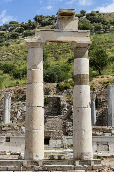 Rovine Dell Antica Città Efeso Edificio Biblioteca Celso Templi Colonne — Foto Stock