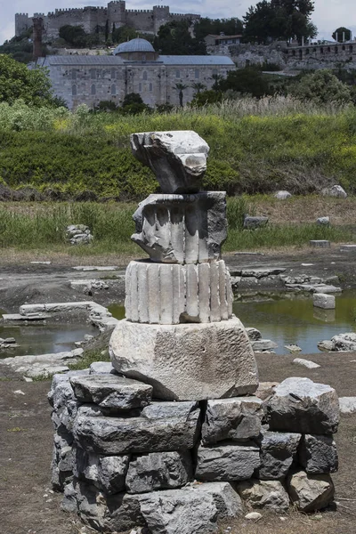 Pozůstatky Kamenných Trosek Starobylého Chrámu Artemis Turecku — Stock fotografie
