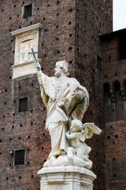 Milano 'daki Sforza Kalesi' nin mimarisinin elementleri.. 