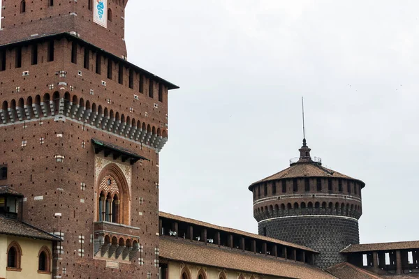 Elementos Arquitectura Del Antiguo Castillo Sforza Milán Italia — Foto de Stock