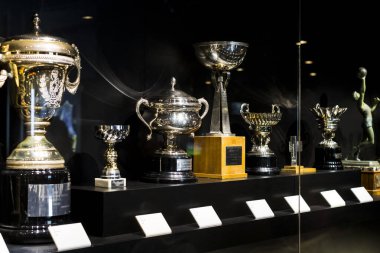 MADRID, SPAIN - 25 Mart 2018: The Museum of the Real Madrid Football Club Cup ve ödülleri