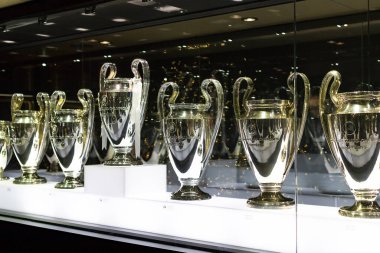 MADRID, SPAIN - 25 Mart 2018: The Museum of the Real Madrid Football Club Cup ve ödülleri