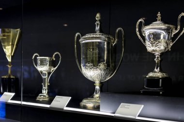MADRID, SPAIN - 25 Mart 2018: The Museum of the Real Madrid Football Club Cup ve ödülleri