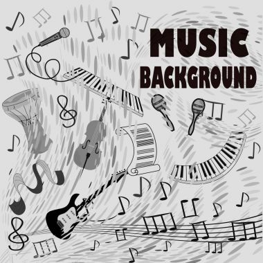 Müzikal öğeleri ve aletleri bir müzikal soyut posterin kavramı.